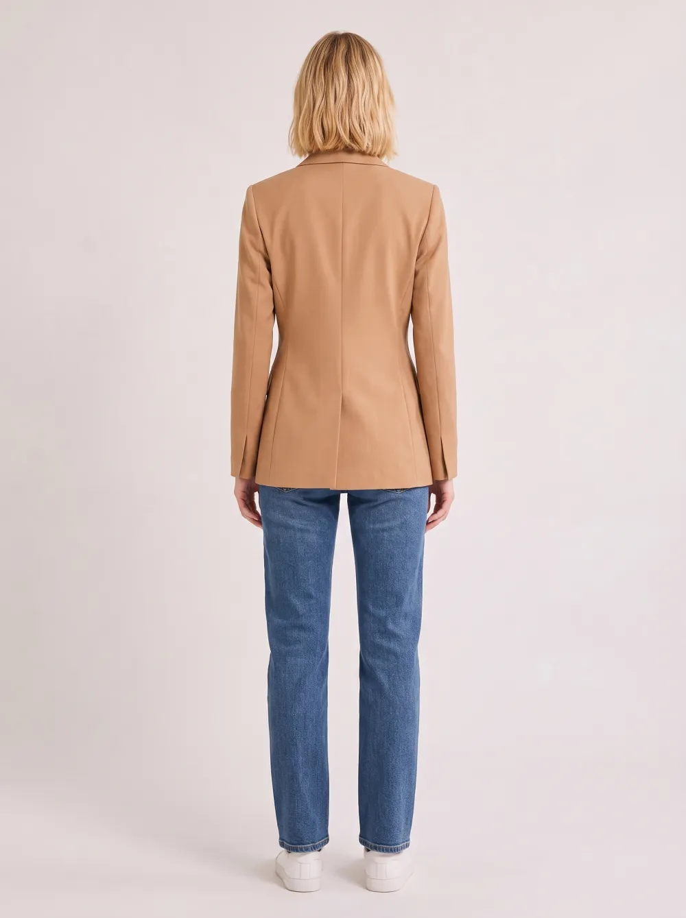 Women's Camel Solid Color Single Button Blazer Jacket