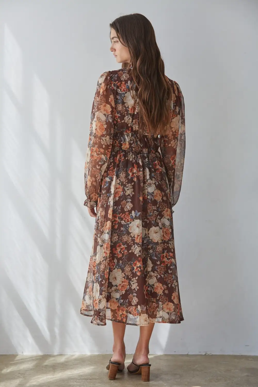 Floral Ruffle Detail Long Sleeve Dress