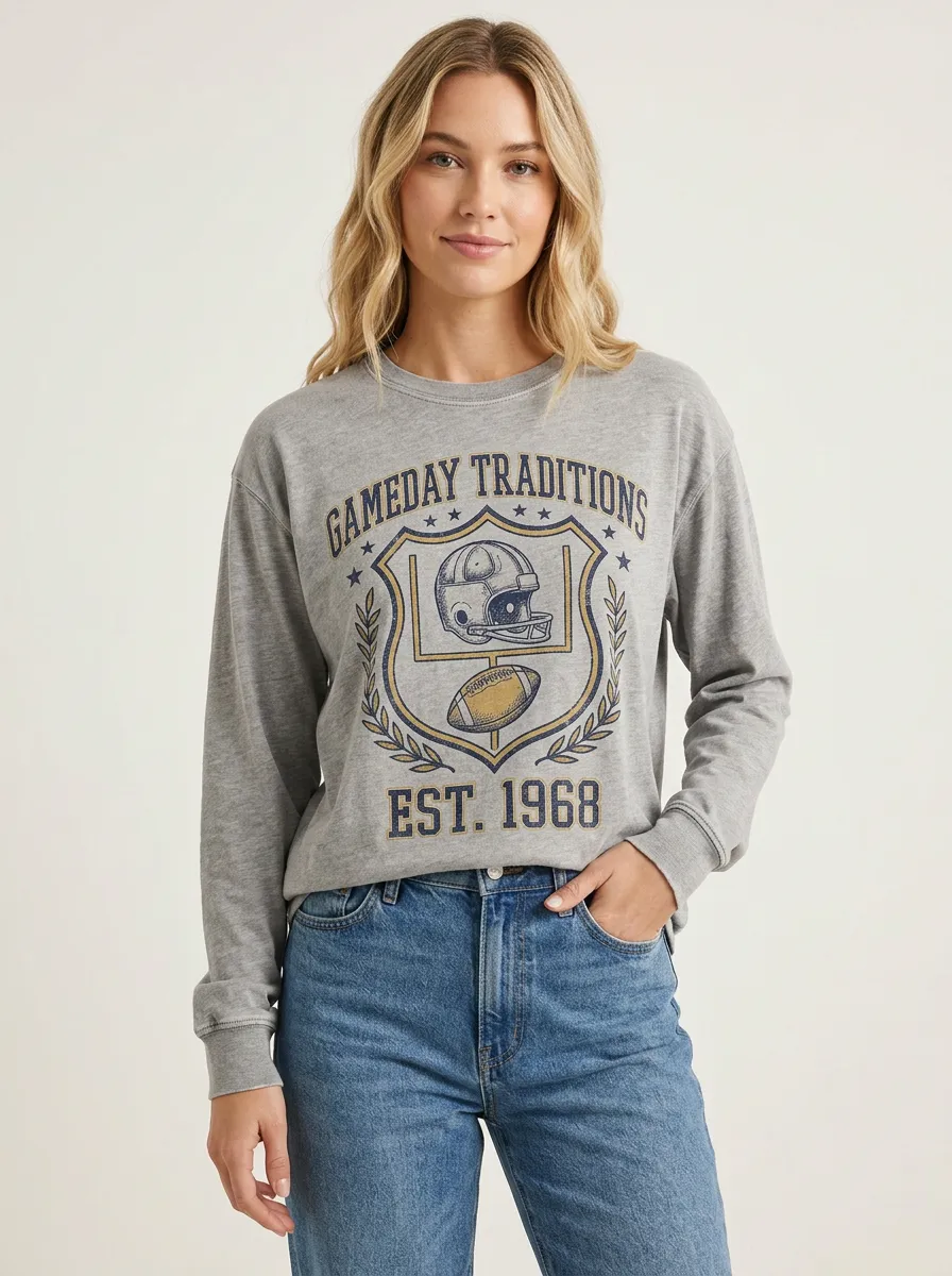 Women's Football Fan Gameday Traditions Helmet Graphic Sweatshirt