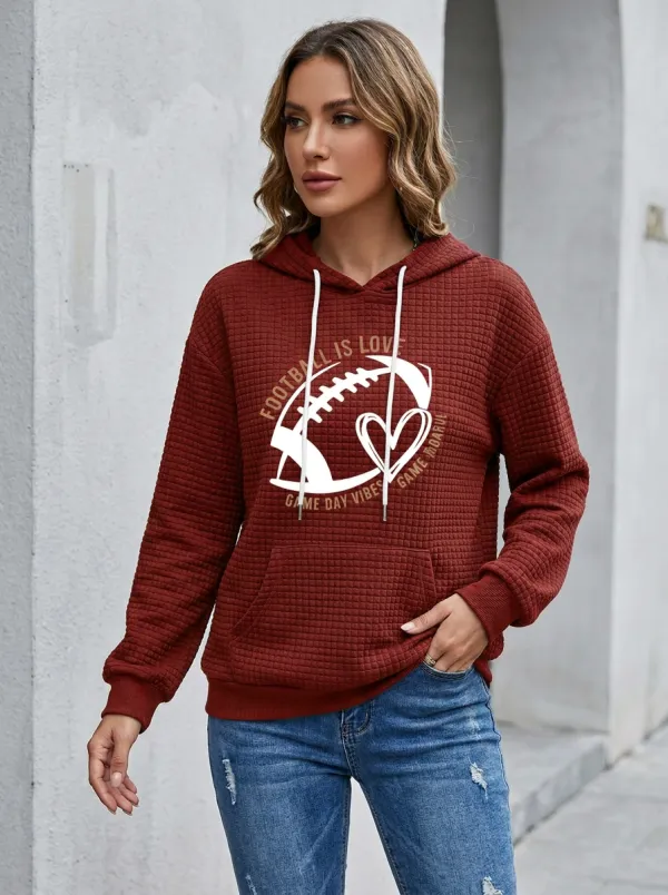 Women's Gridiron Heart Day Waffle Hoodie