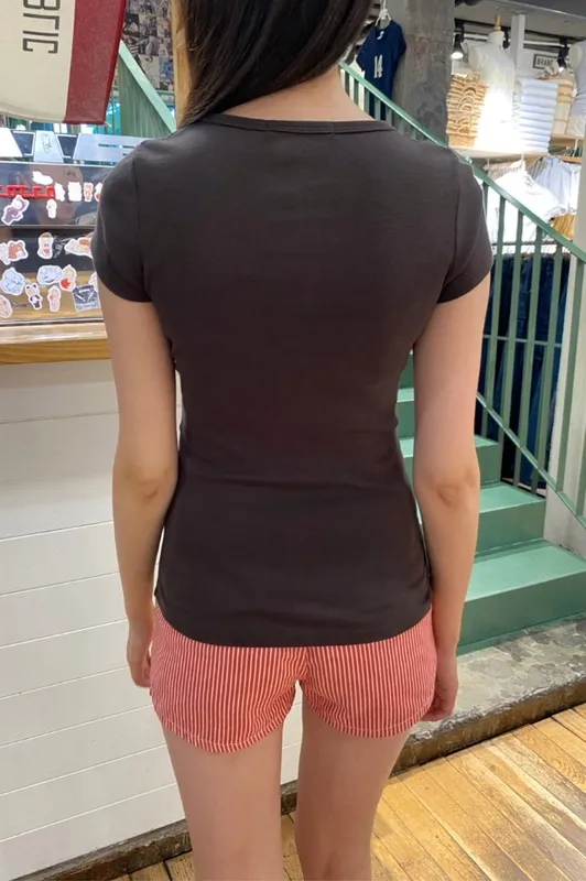 Dark Brown V Neck Top