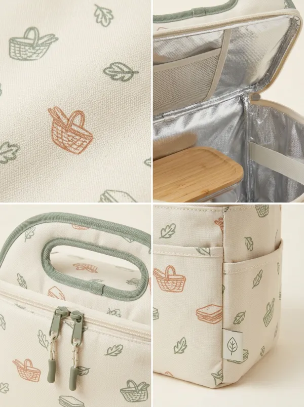 Picnic Lover Basket Sandwich Printed Insulated Lunch Bag