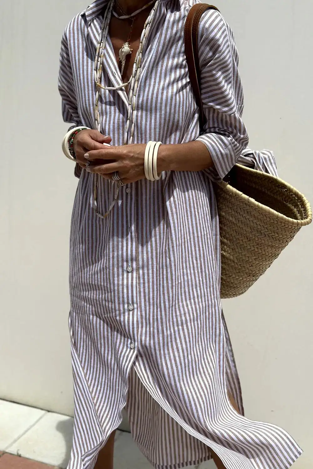 Three-Quarter-Sleeve Casual Dress