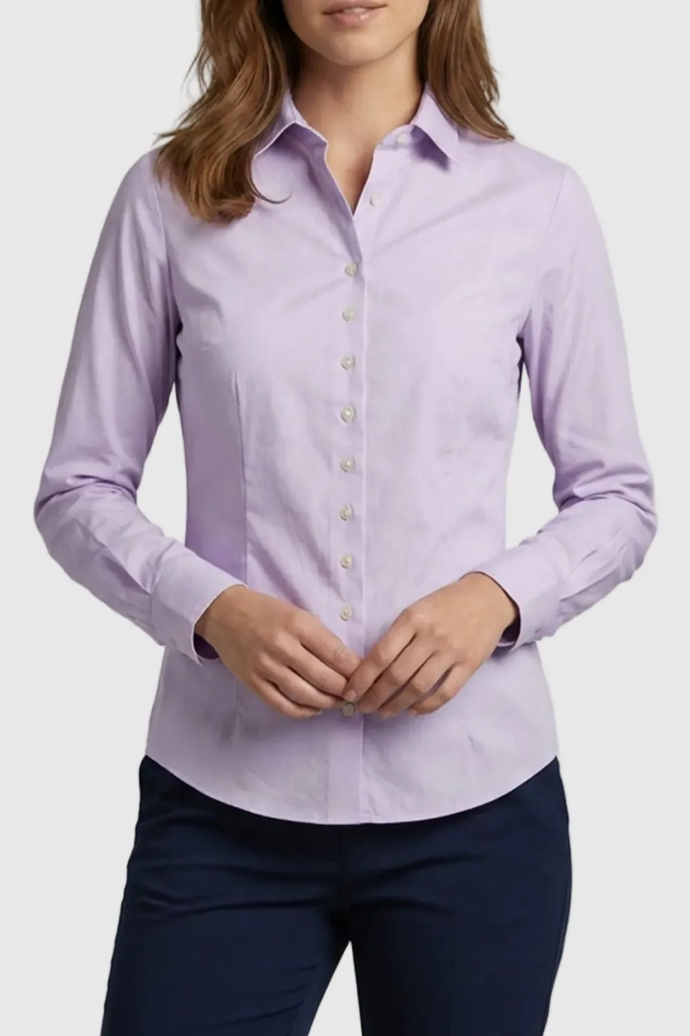Streamlined Linda Poplin Stretch Women Shirt Lilac