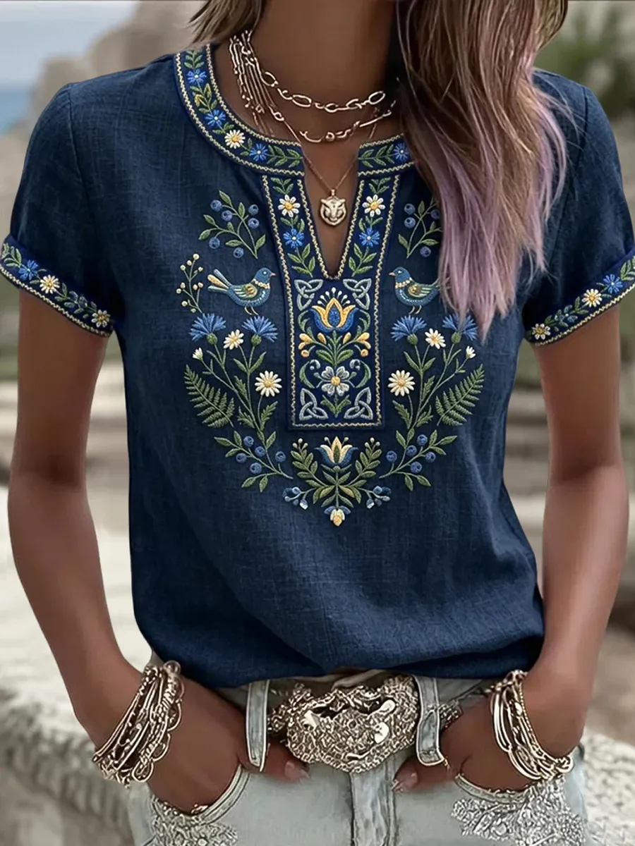 Women's Casual Floral Prited Top