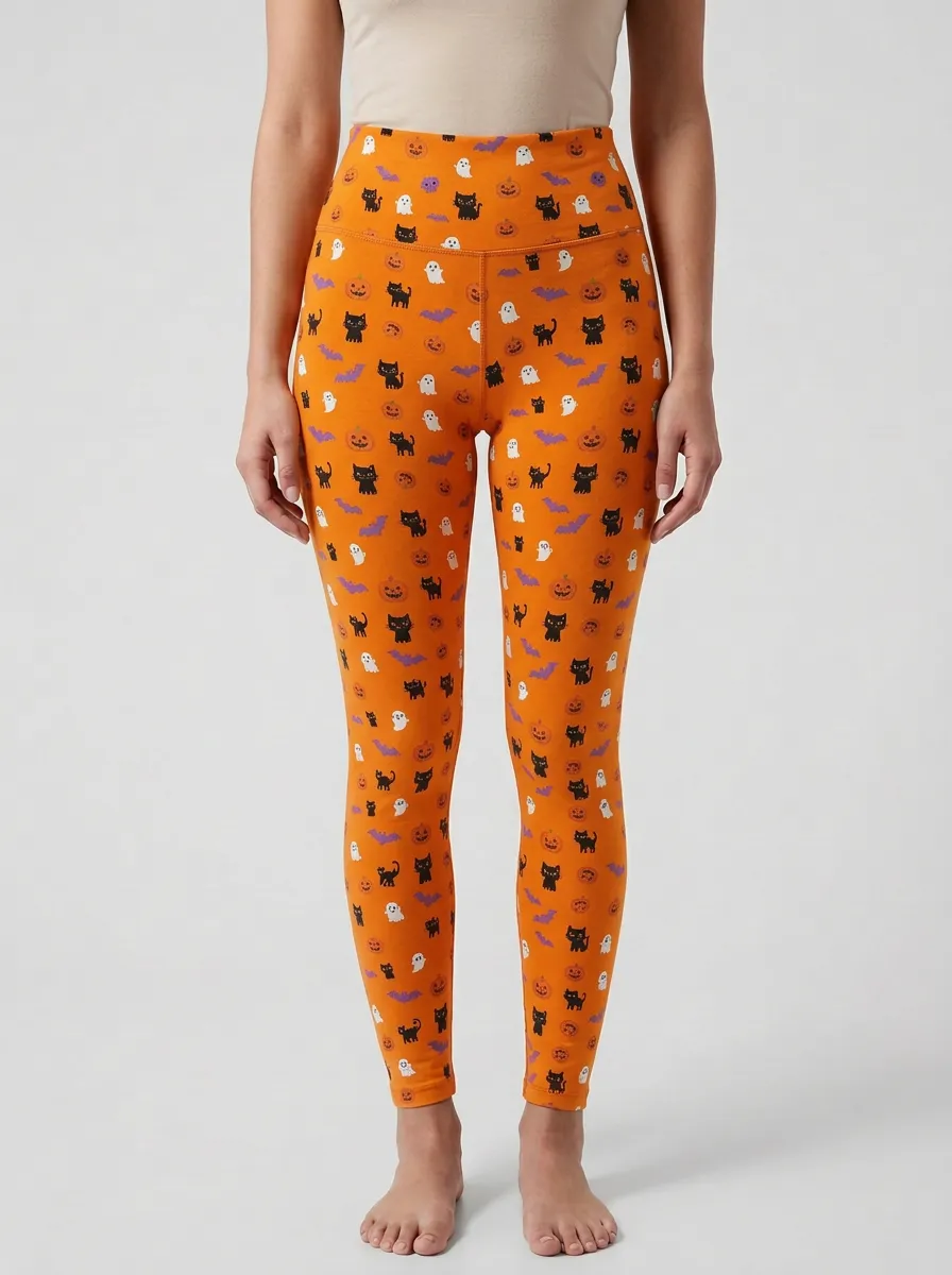Women's Halloween Ghost Pumpkin Cat Leggings