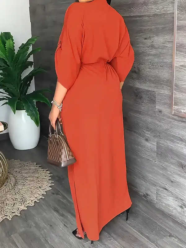 Drawstring Neck Maxi Dress