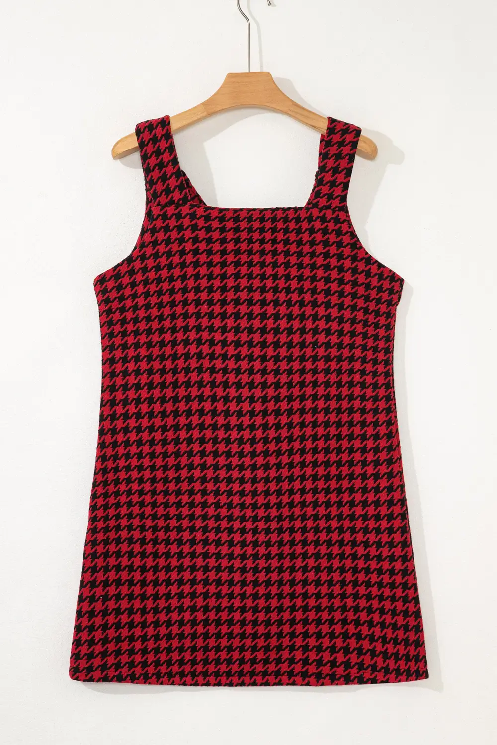 Finish Houndstooth Printed V Neck Mini Dress