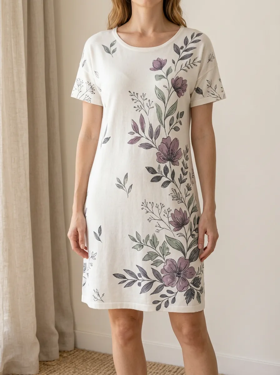 Women's Floral Lover Purple Botanical Printed Dress