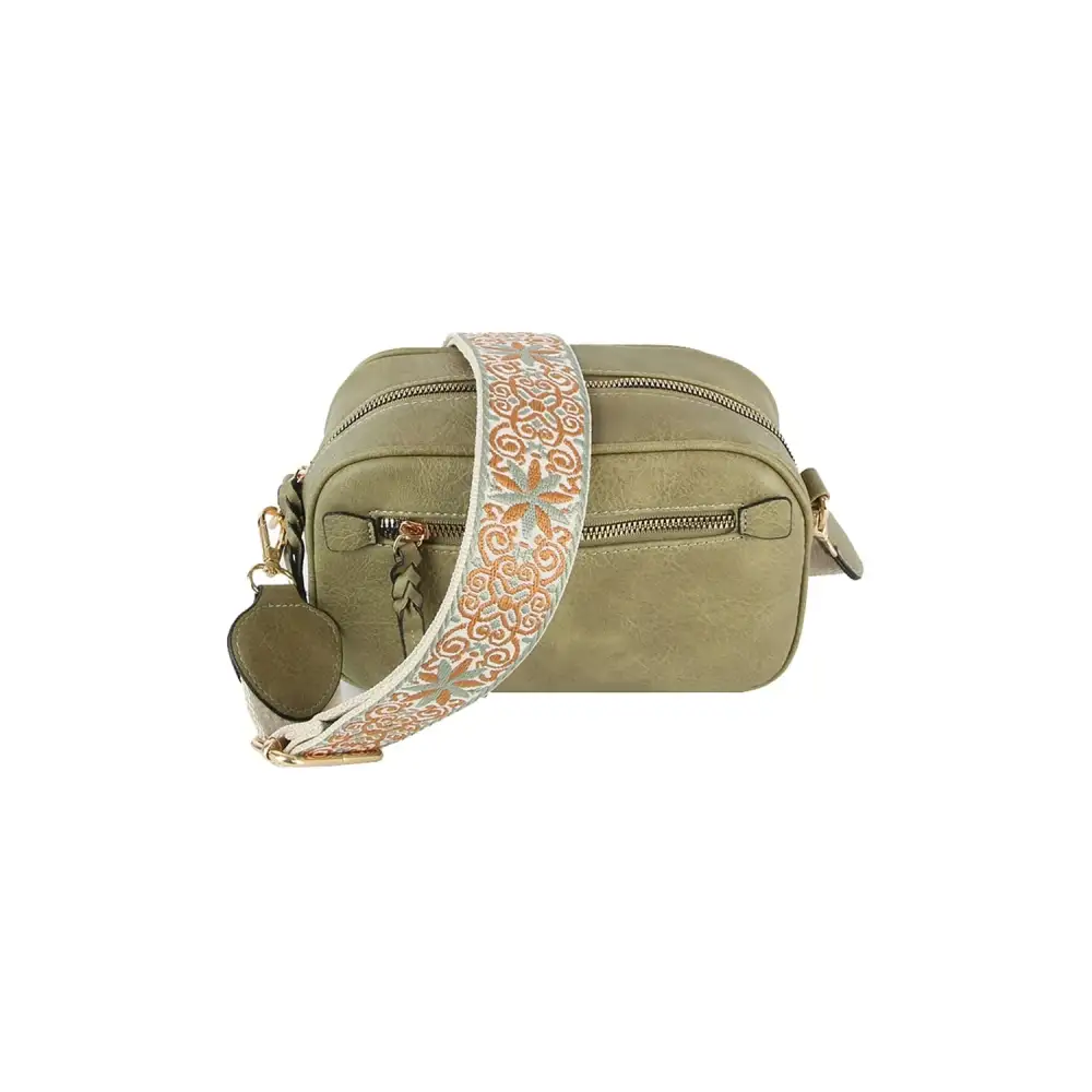 Timeless Detail Pocketed Faux Leather Crossbody Sling Bag