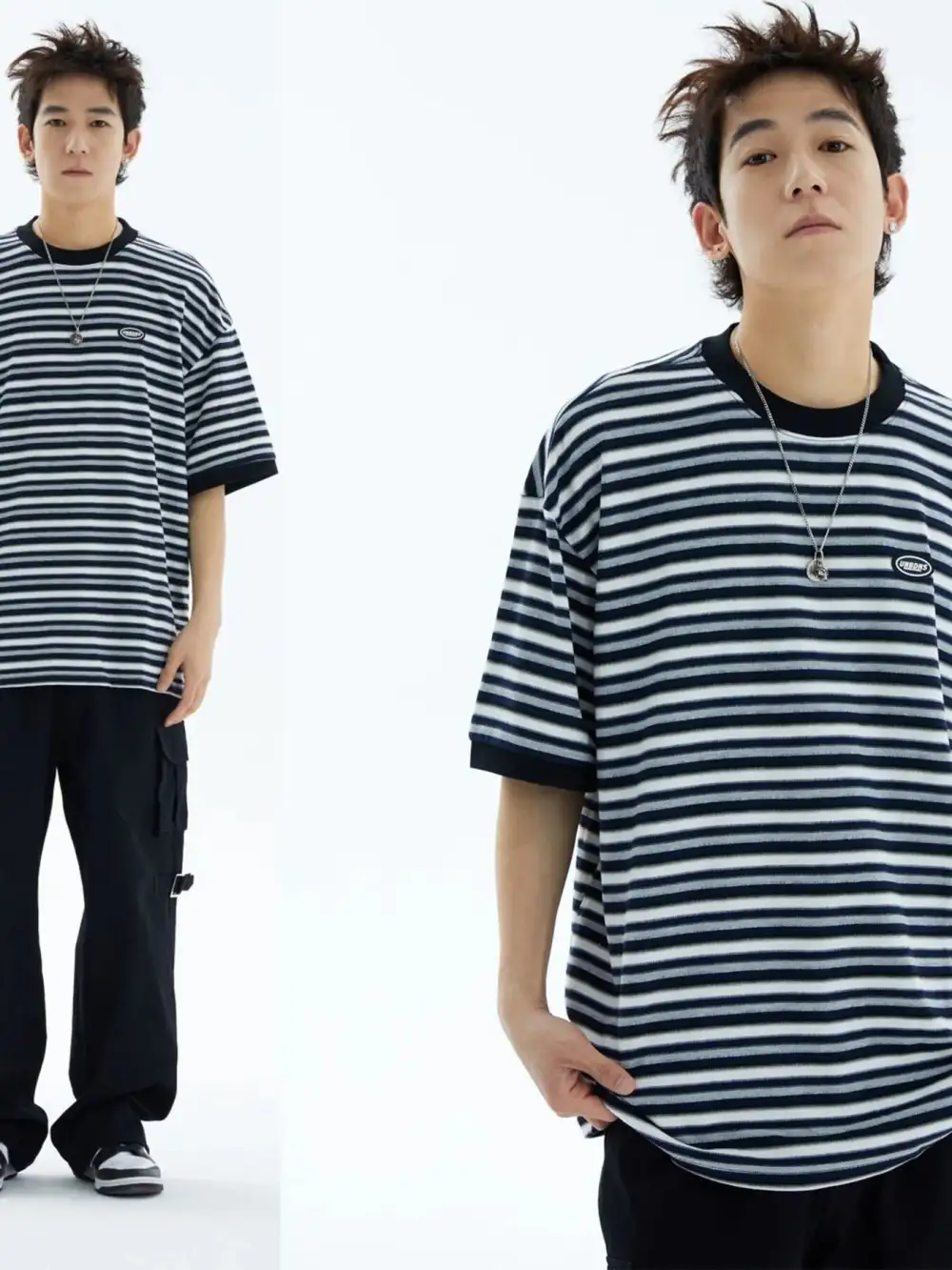 Easy Fit Striped Crew Neck Tee