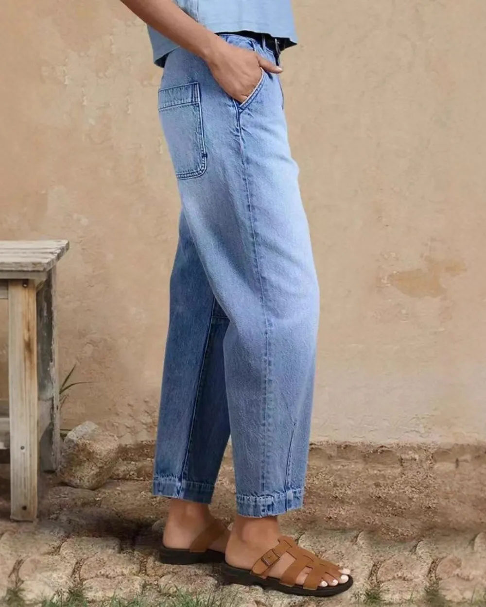 Relaxed Cropped Denim Pants