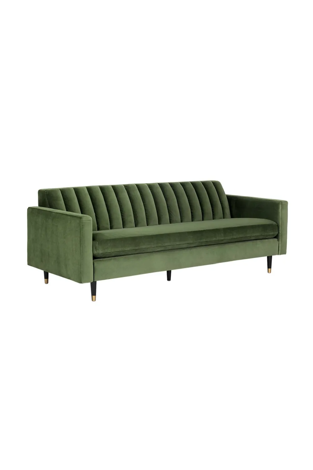 Modern Channel-Back Velvet Sofa