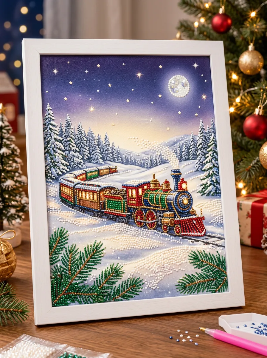 Snowy Train Pattern Christmas DIY Diamond Painting Kit