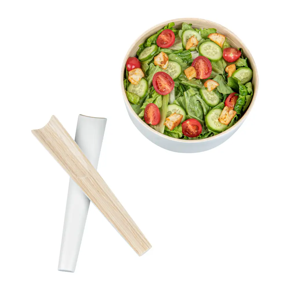 Minimal Spun Bamboo Salad Server Set