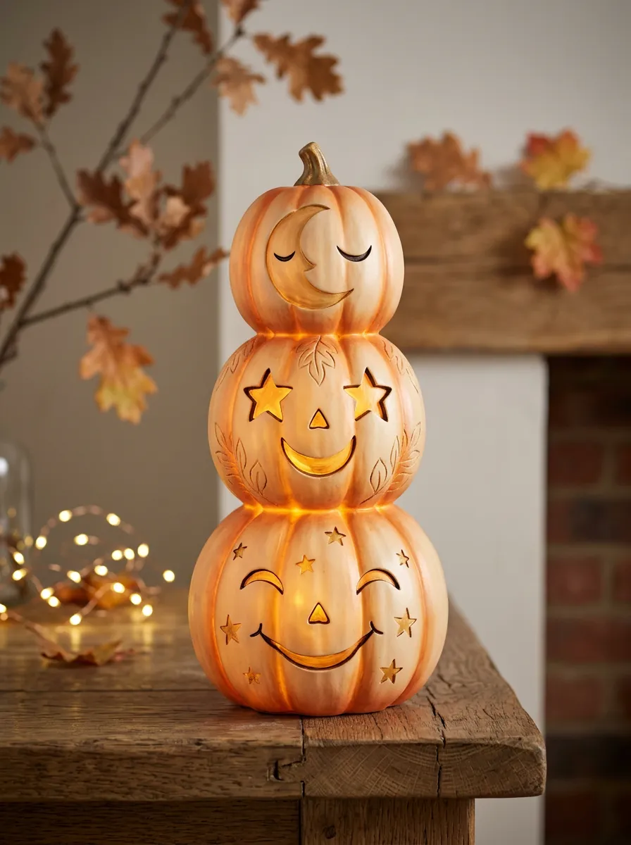 Spooky Star-Moon Halloween Pumpkin Light