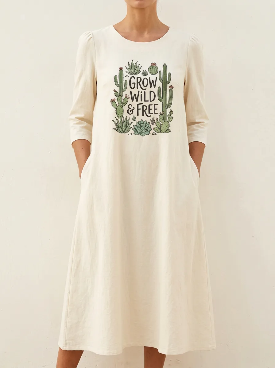 Plant Lover Grow Wild And Free Cactus Dress