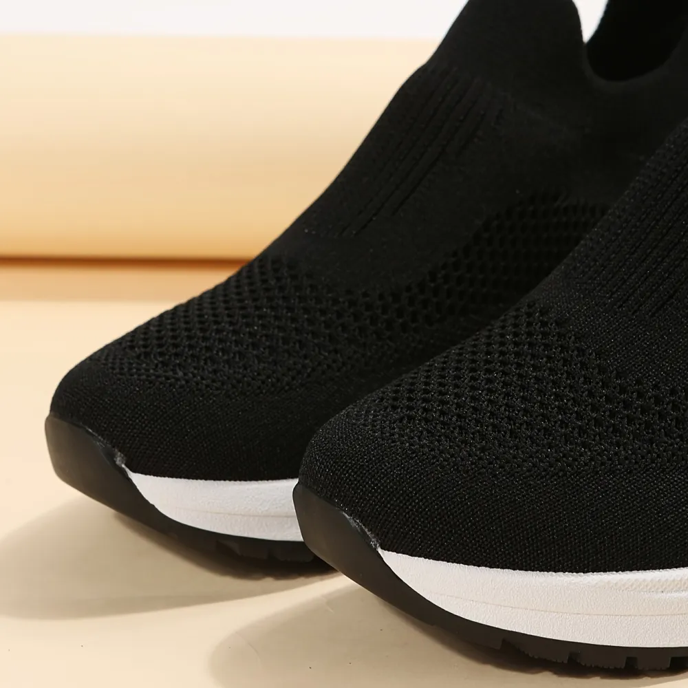 Platform Slip Mesh Wedge Sole Sneakers