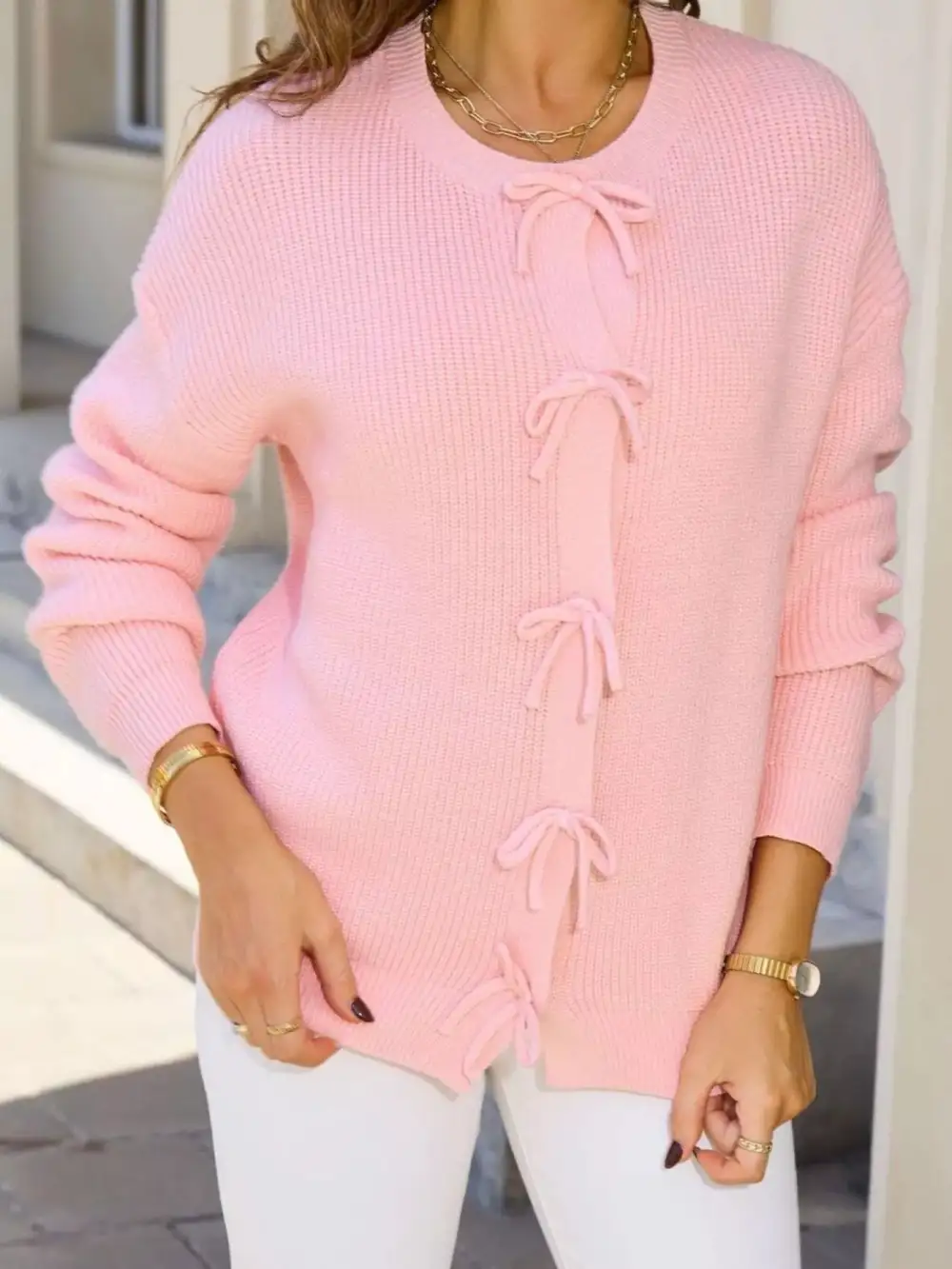 Buttoned Ribbed Knit Cardigan