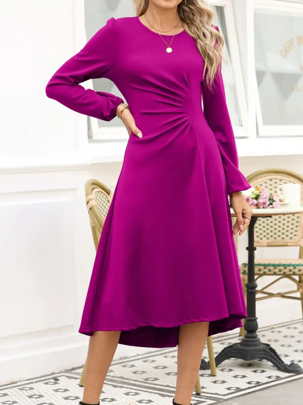 Classic Long Sleeve Midi Dress