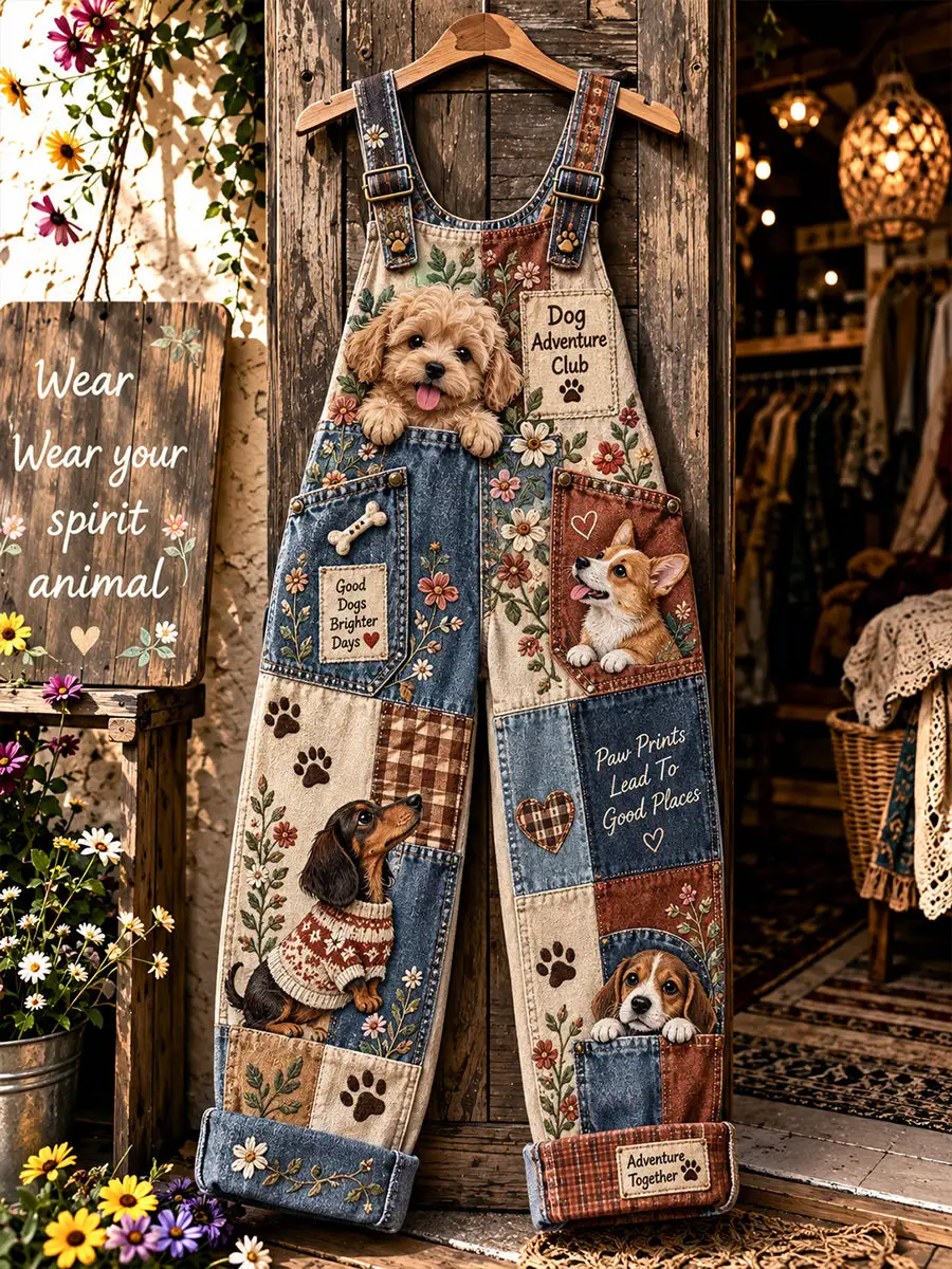 Women'S Fun Animals Art Print Casual Overalls