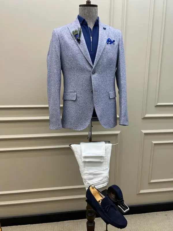 Classic Slim Fit Dot Detailed Blazer