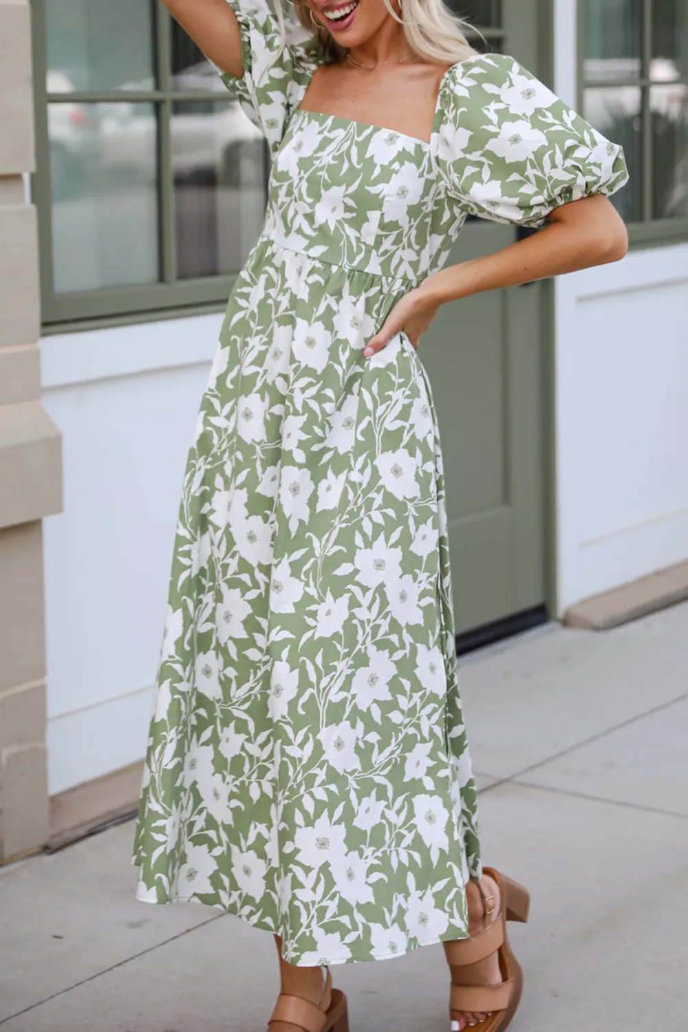 Sage Floral Maxi Dress