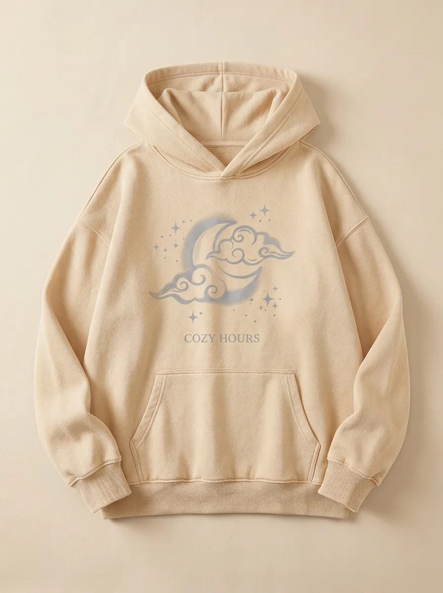 Cozy Hours Celestial Moon Clouds Hoodie