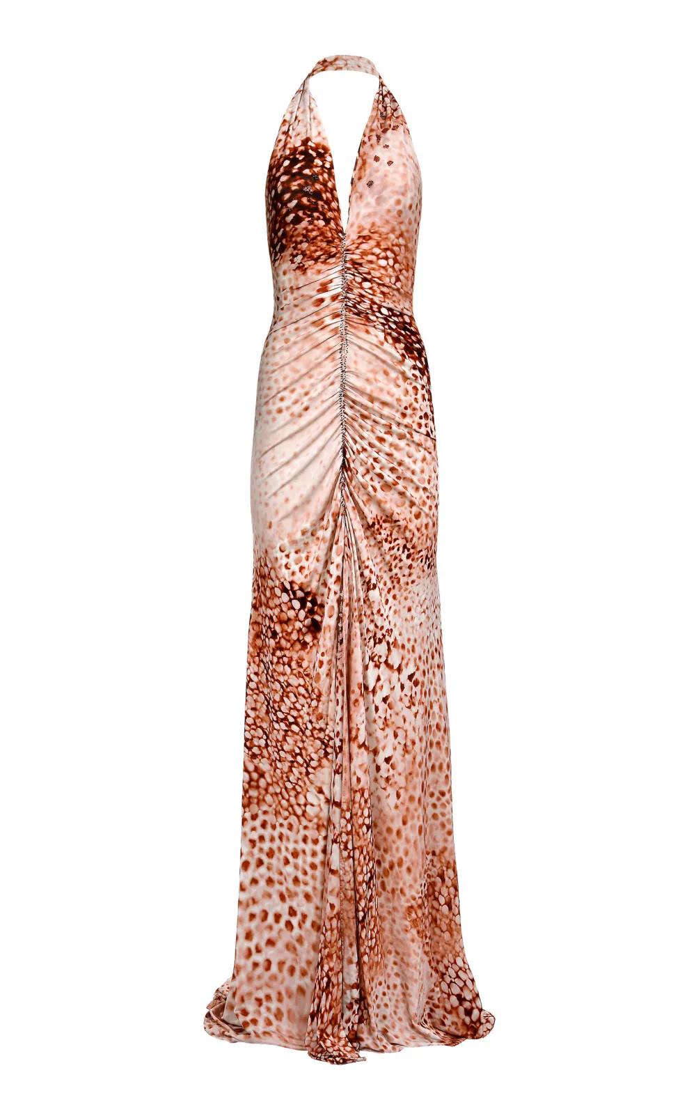 Marisol V-Neck Leopard Print Elegant Maxi Dress In Beige