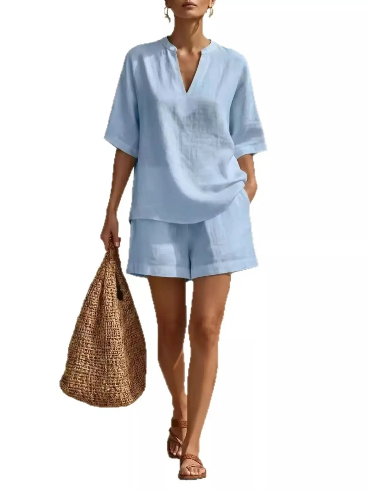 Everyday Refined Pocketed Top and Shorts Matching Set