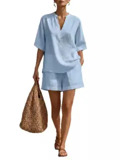 Everyday Refined Pocketed Top and Shorts Matching Set