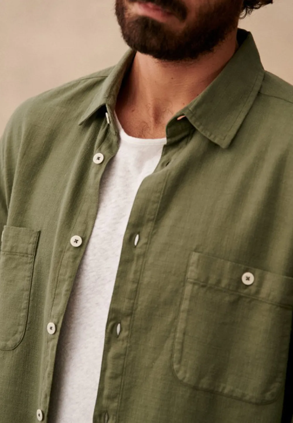 Olive Green Two Chest Pocket Long Sleeve Shirt