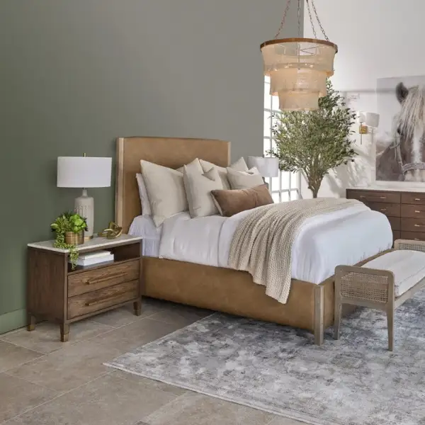 Marble Top Oak Drawer Nightstand