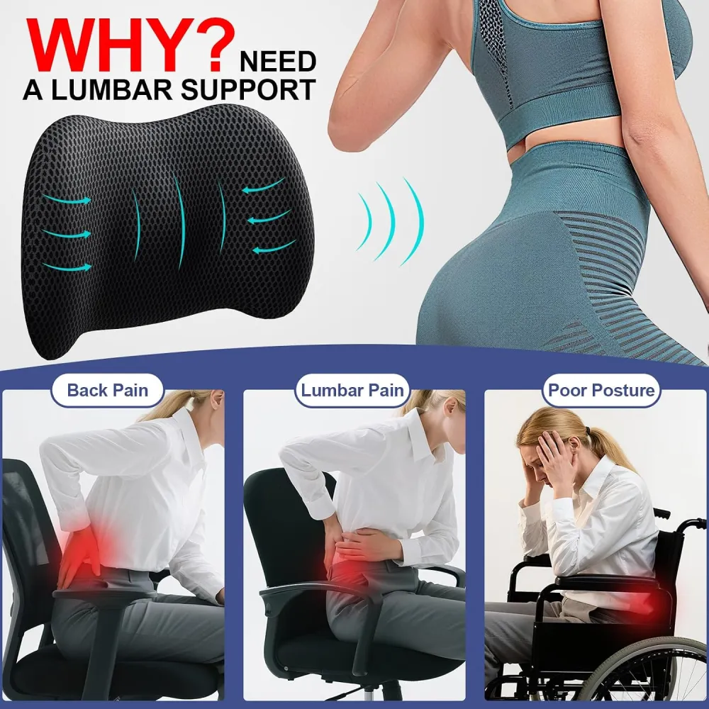 Lumbar Support Pillow for Car, Memory Foam Car Back Cushion