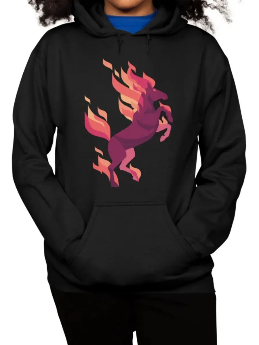 Geometric Fire Horse Casual Hoodie