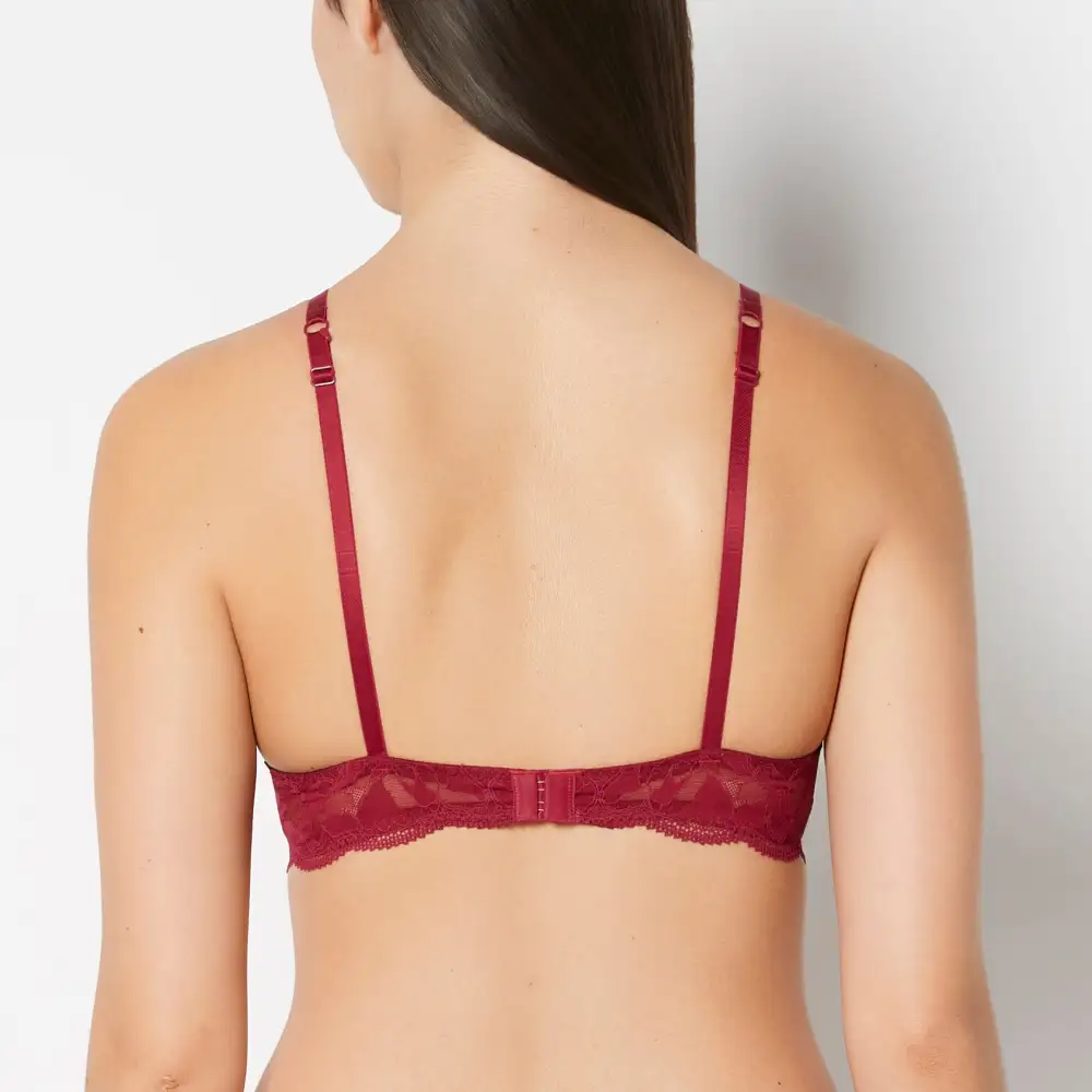 Smooth Push Up Plunge Bra With Charmed Lace Wing
