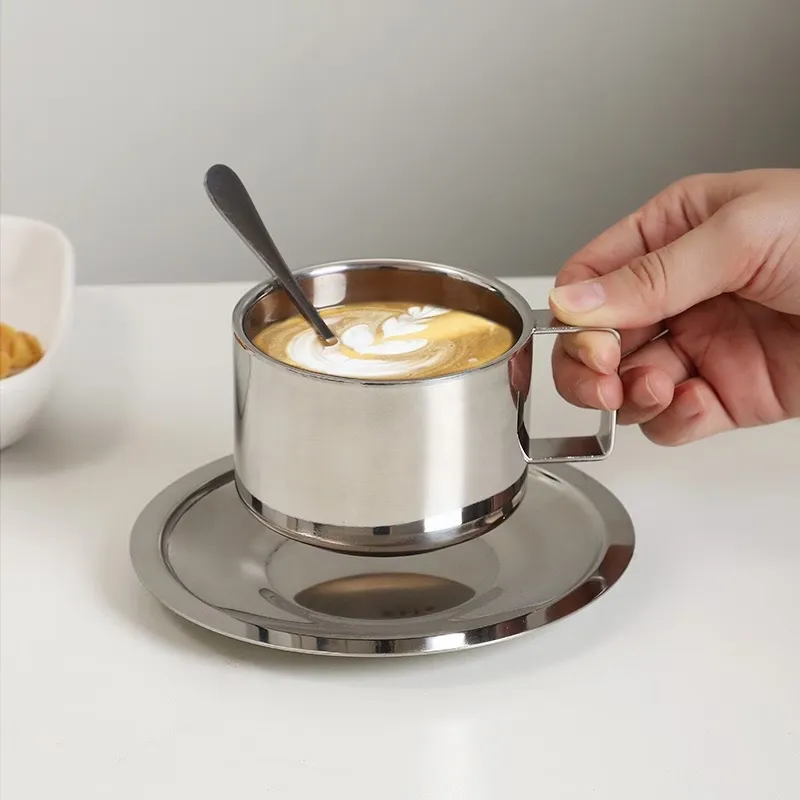 Modern Metal Coffee Cup Set