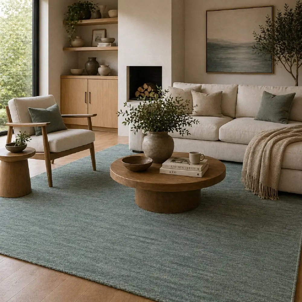 Hand-Knotted Wool Fringed Carpet