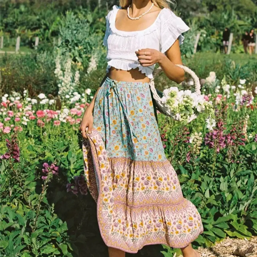Textured Lace Cotton Blend Floral Set