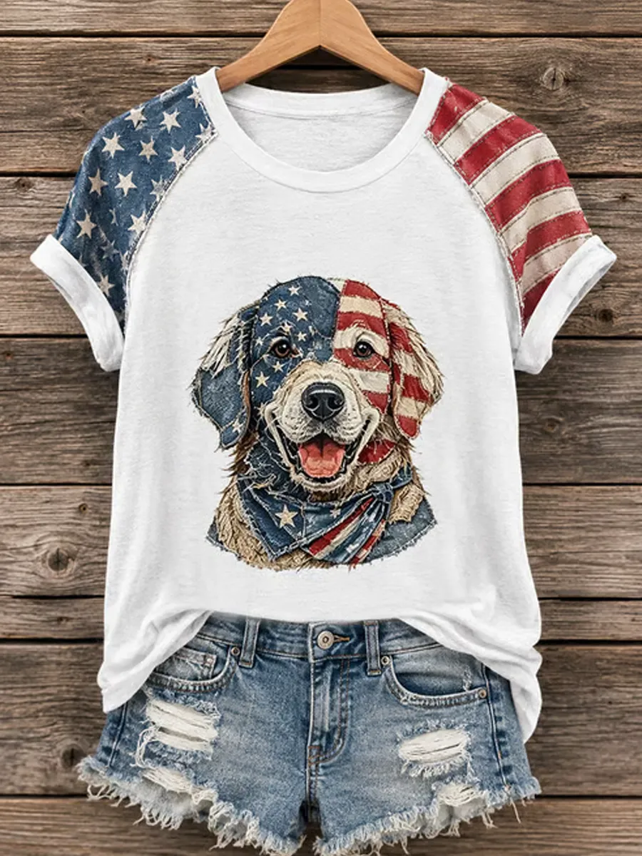 Women'S Proud American Dog 250Th Anniversary Patriotic Claw Print T-Shirt