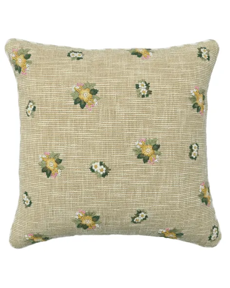 Embroidered Floral Cotton Decorative Cushion Cover