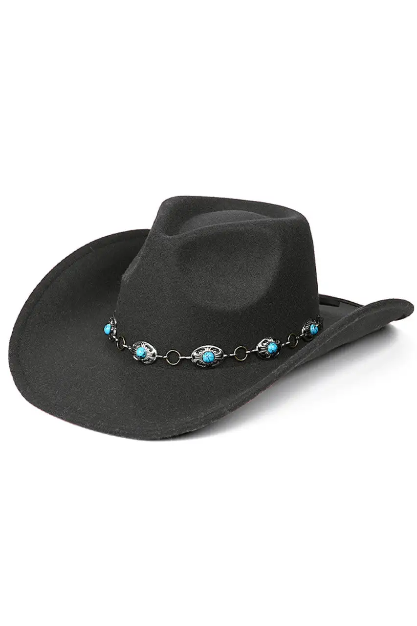 Trim Band Vegan Felt Cowboy Hat