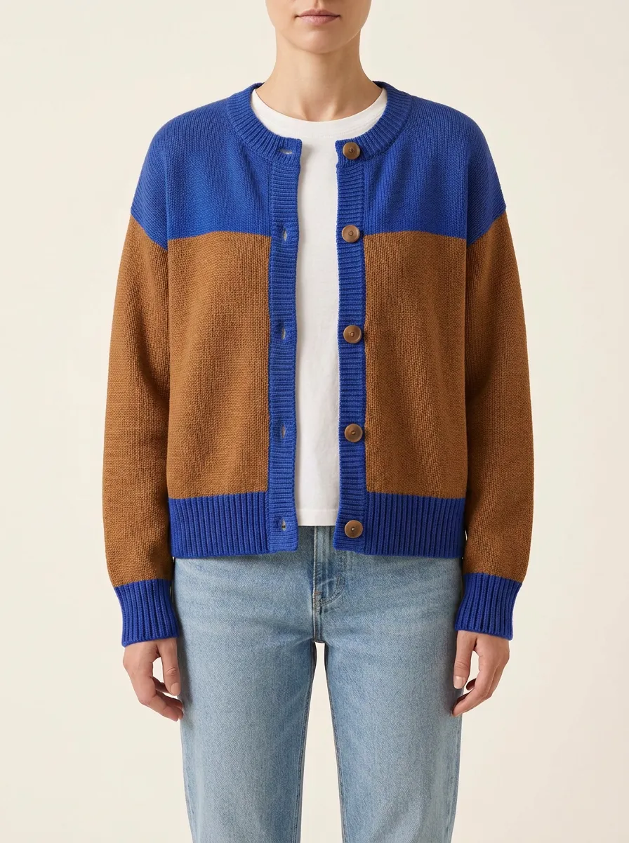Rugby Color Block Striped Button Front Knit Cardigan