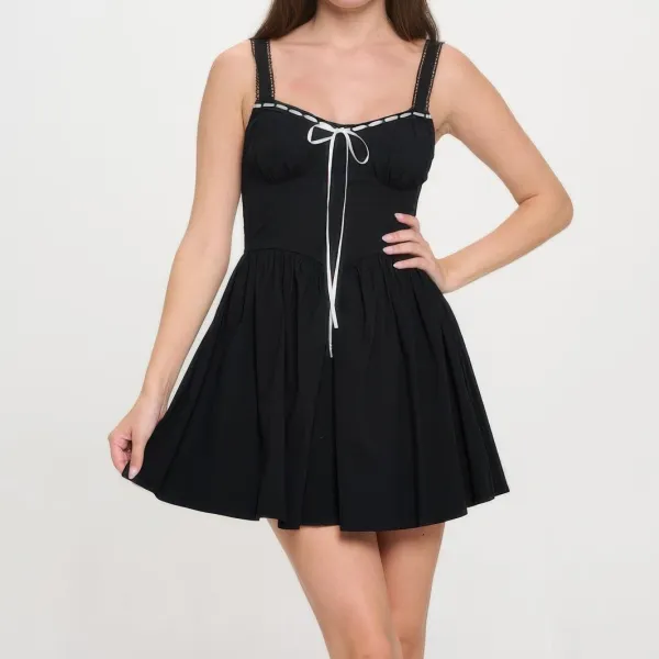 Front Ribbon Tie Bustier Dress