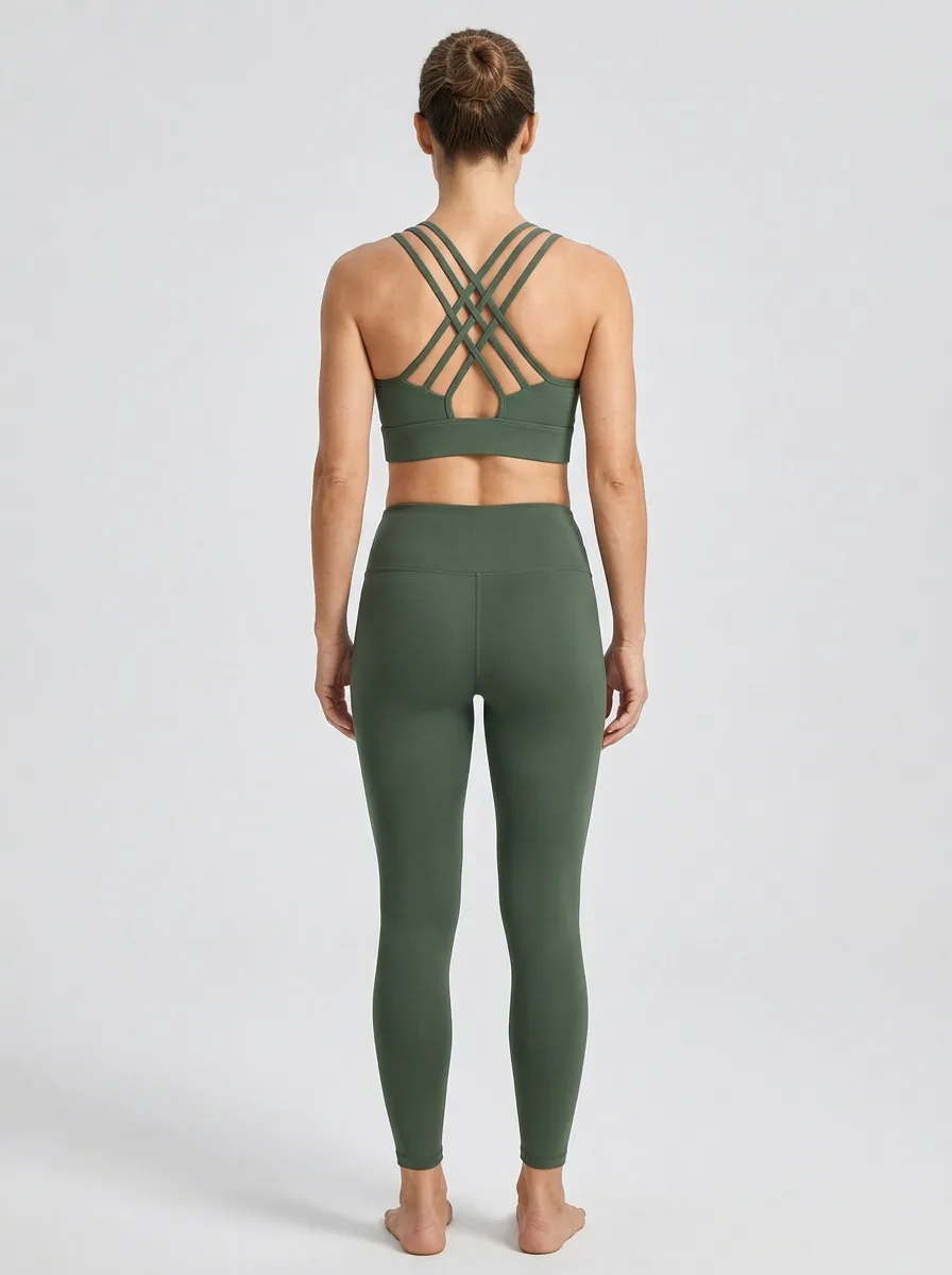 Multi-Strap Mesh Panel Mesh Scoop Neck Women's Sports Bra