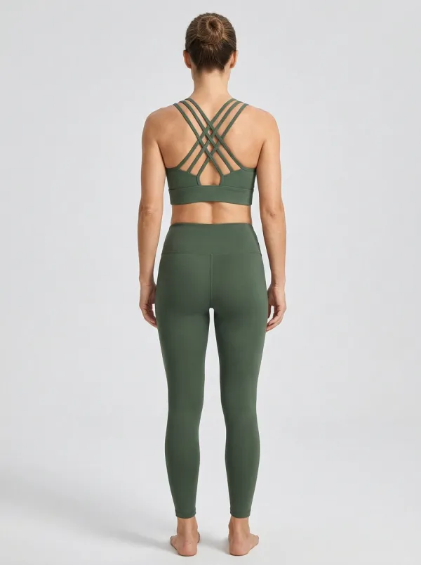 Multi-Strap Mesh Panel Mesh Scoop Neck Women's Sports Bra