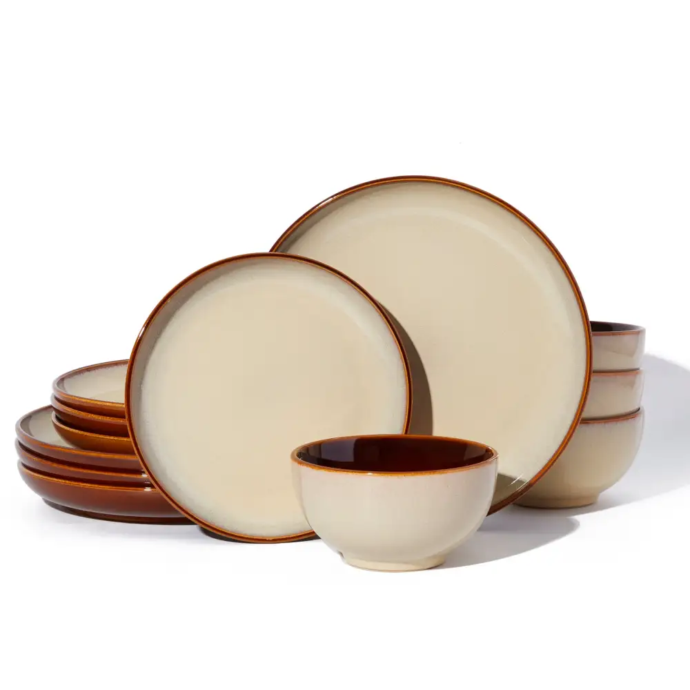Handmade Round Stoneware Dinnerware Set