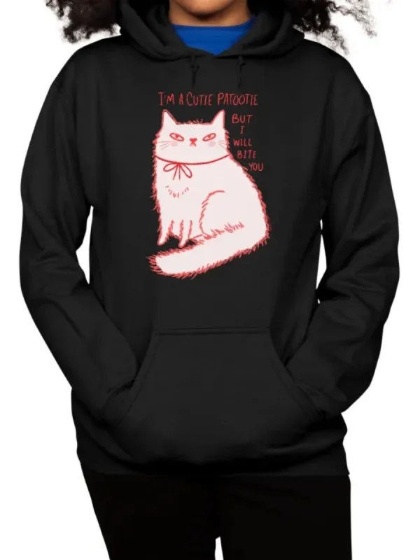 Drawstring Cat Printed Hoodie