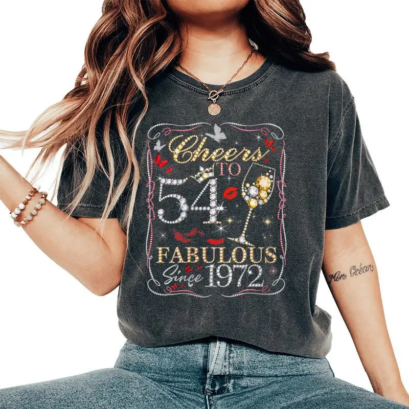 Women Cheers To 54 Fabulous Since 1972 54th Birthday Queen Women's Oversized Comfort Colors T-Shirt