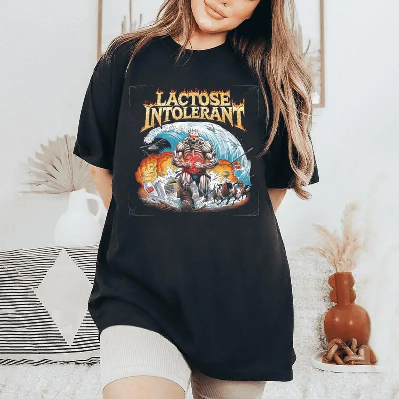 Lactose Intolerant Tummy Meme Sarcasm Women's Oversized Comfort T-Shirt